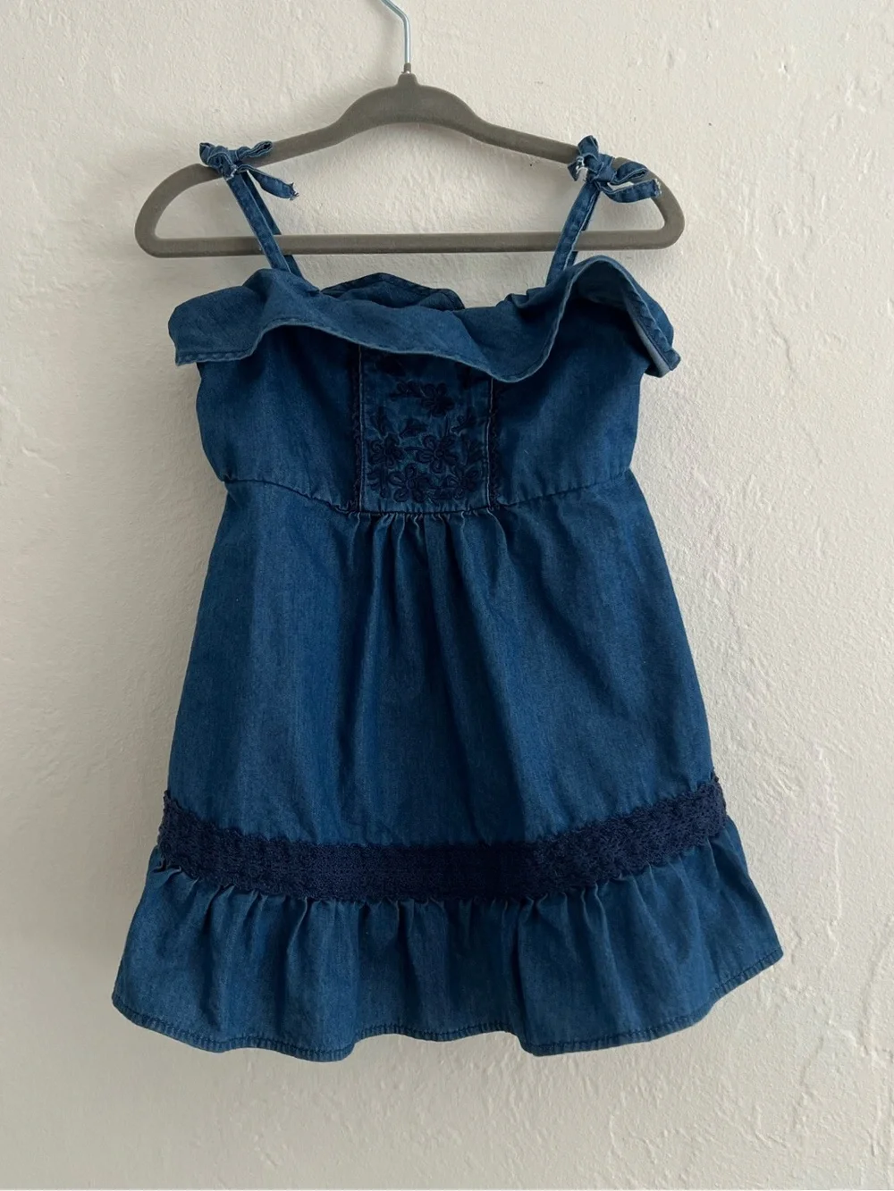 GAP Navy Blue Ruffle Tie-Shoulder Sundress